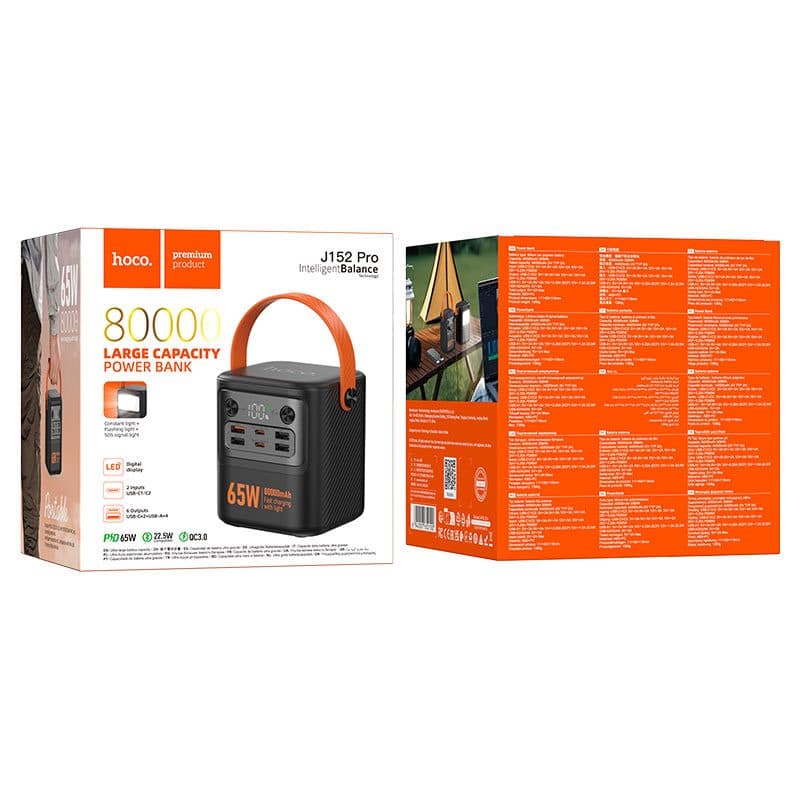 Hoco J152 Pro Tough 80000mAh Power Bank PD65W with LED Light